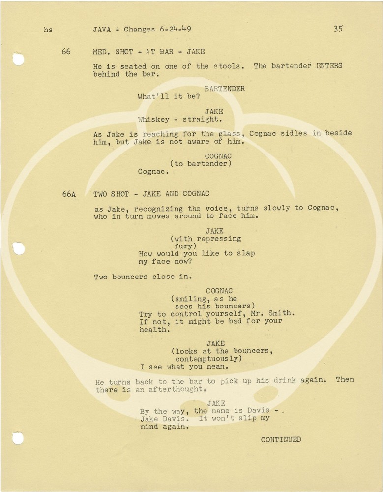 H Bruce Humberstone SOUTH SEA SINNER JAVA Original screenplay for the #149210