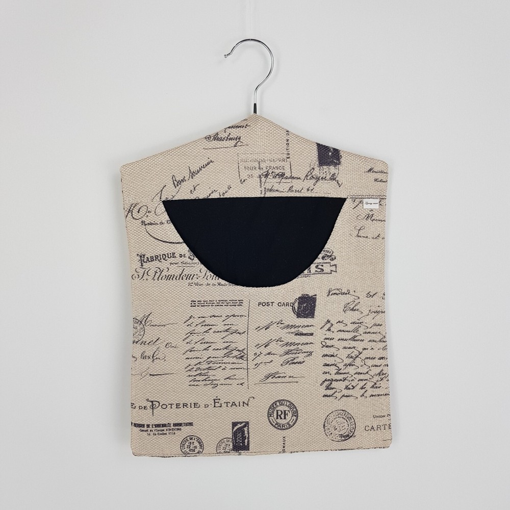 Peg Bag Handmade Beige Postcard Paris Print Lined Laundry Clothes Peg Holder