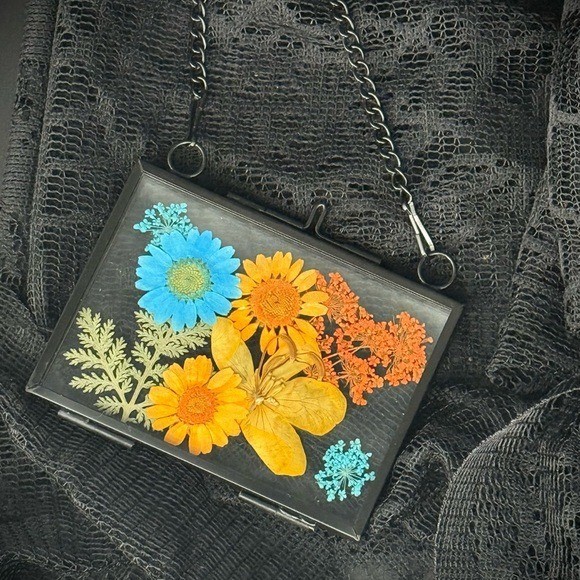Handmade Dried floral window hanging.