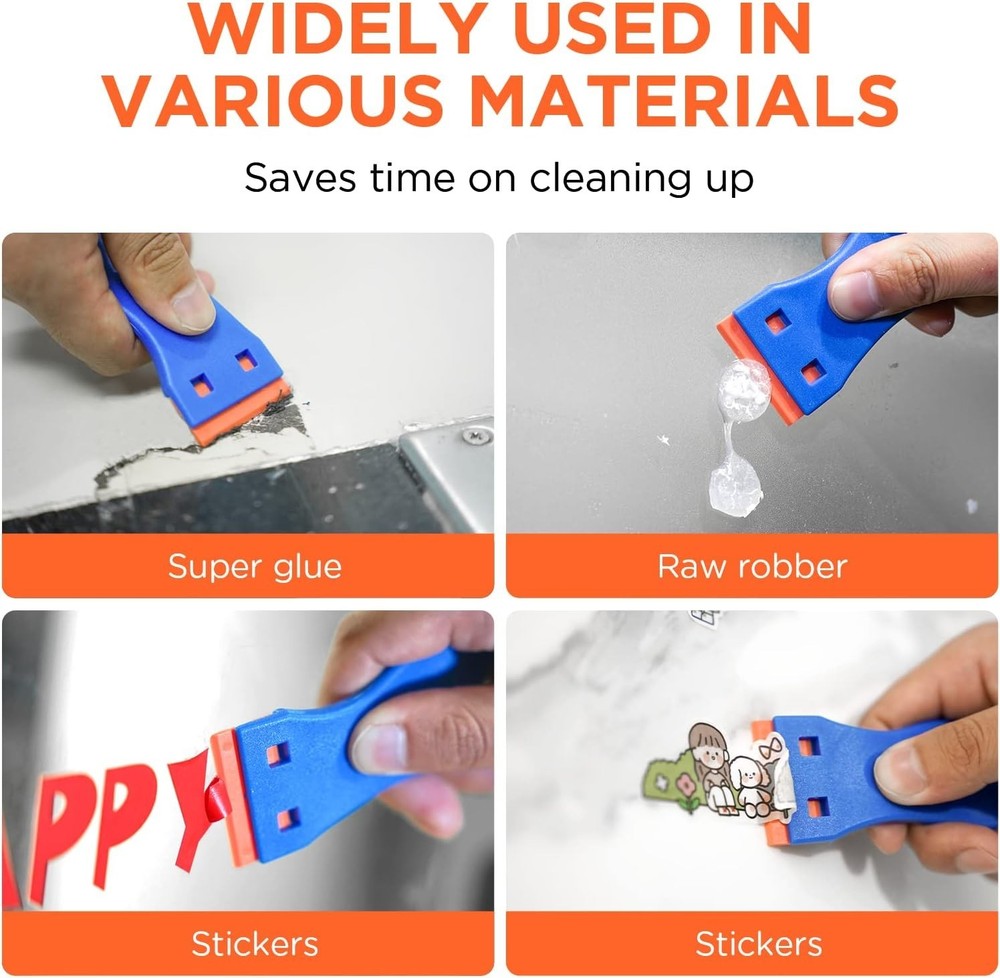 Plastic Razor Blades Scraper Tool - 2 Pack Wall Paint Remover with 100 Pcs Pl...