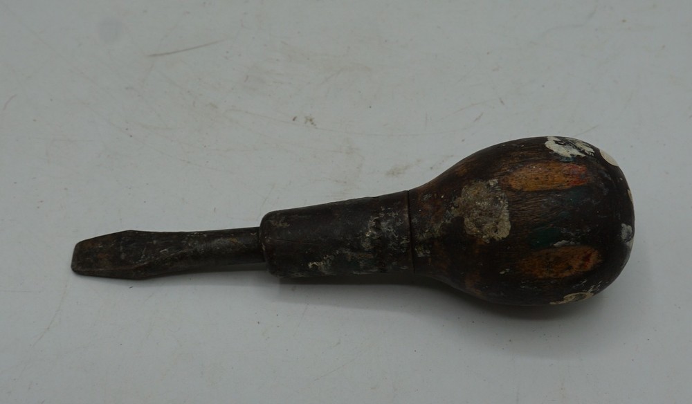 Stubby Flathead Screwdriver Wooden Handle Carpentry Woodworking Tool
