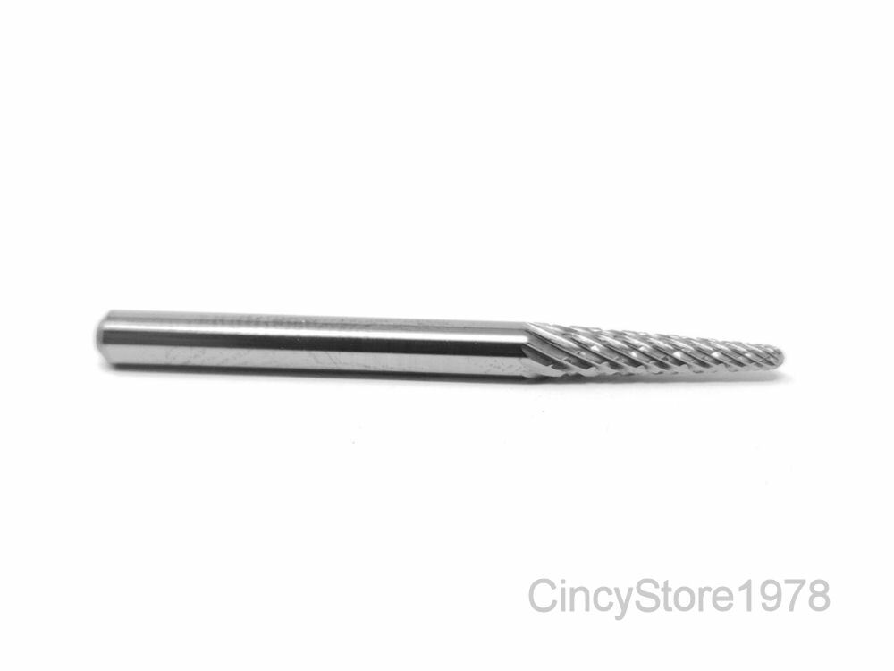 SL42D Taper SOLID Carbide Burr Bur Cutting Tool Die Grinder Bit 1/8"