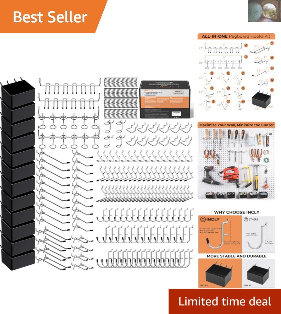 Complete Pegboard Accessory Set: 16 Hooks and Bins for Efficient Tool Storage