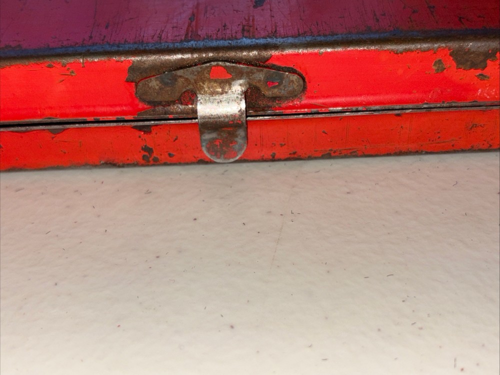 Vintage SNAP-ON Red Metal Tool Box Case for 1/4" Drive Socket Set EMPTY
