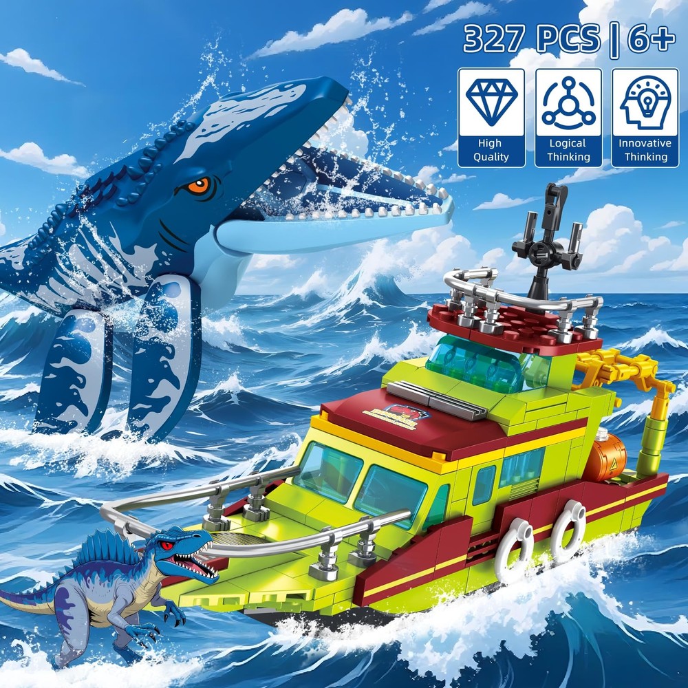kiothdre 3 in 1 Ocean Explorer Dinosaur Building Set Compatible Medium, Blue