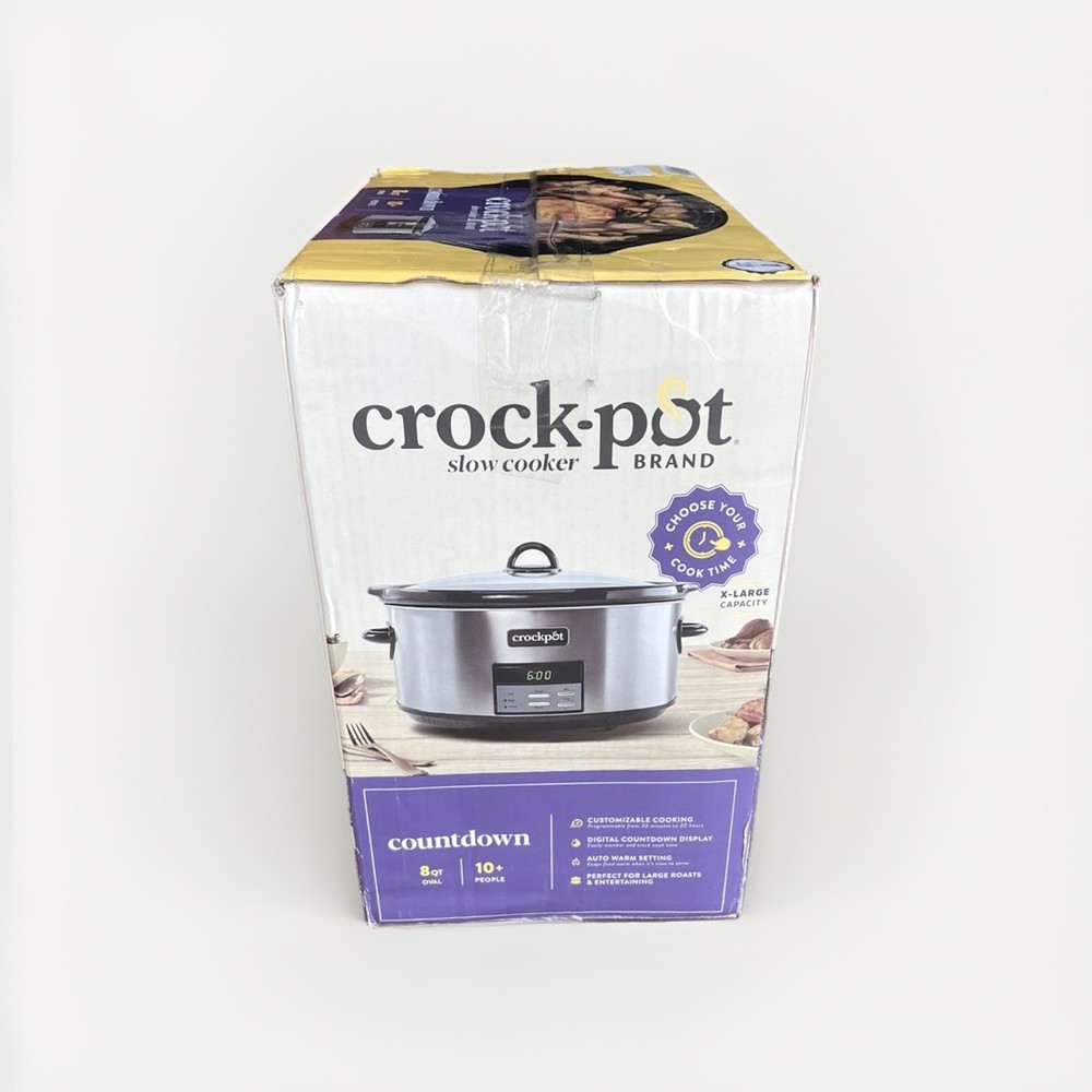 Crock-Pot Large 8-Quart Programmable Slow Cooker with Auto Warm Setting Black...