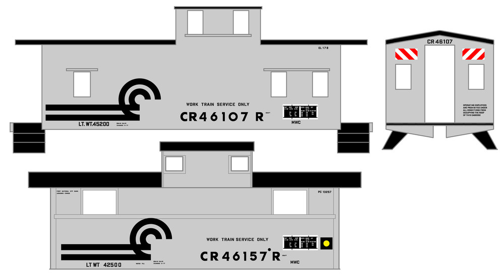 K4 HO Scale Decals Conrail MOW Work Train Caboose Black