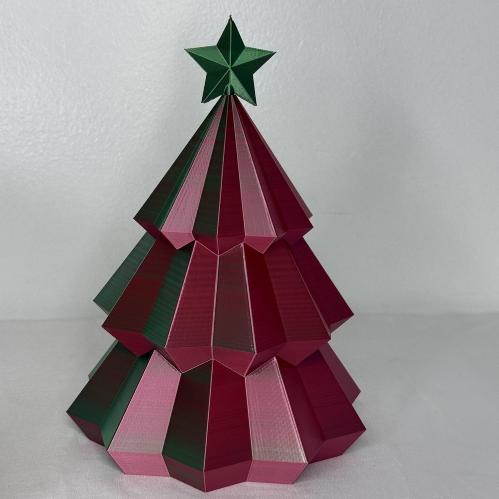 Christmas Tree Candy Dish Holder Red Green Geometric Holiday Decor
