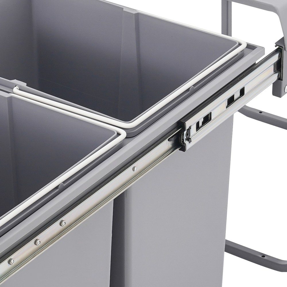 40L Kitchen Waste Bin Pullout Garbage Trash Can Double Pull-Out Trash Can Grey
