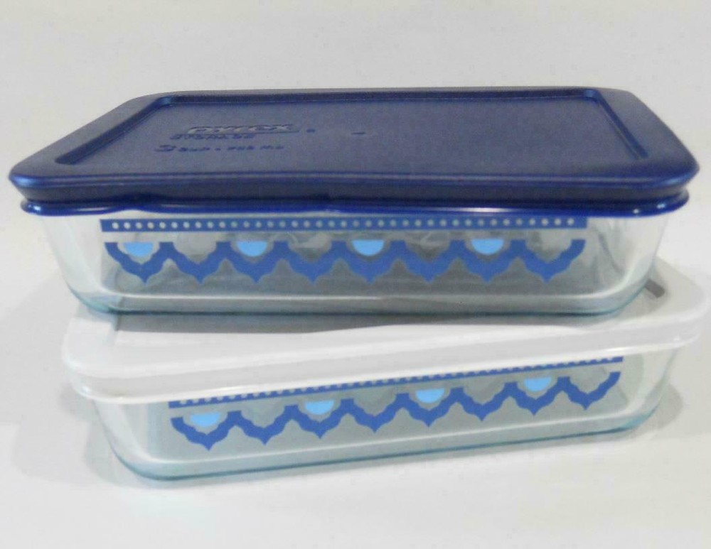 1 Pyrex SANTORINI SKY 3 Cup RECTANGULAR Storage Dish *BLUE or WHTE Cover
