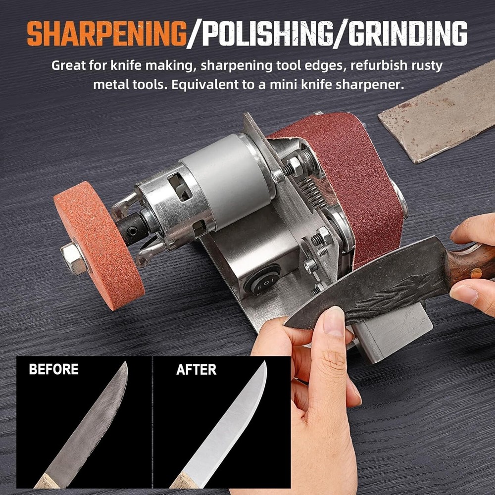 Portable Mini Belt Sander Kit with Knife Sharpener - Perfect for Crafting Needs