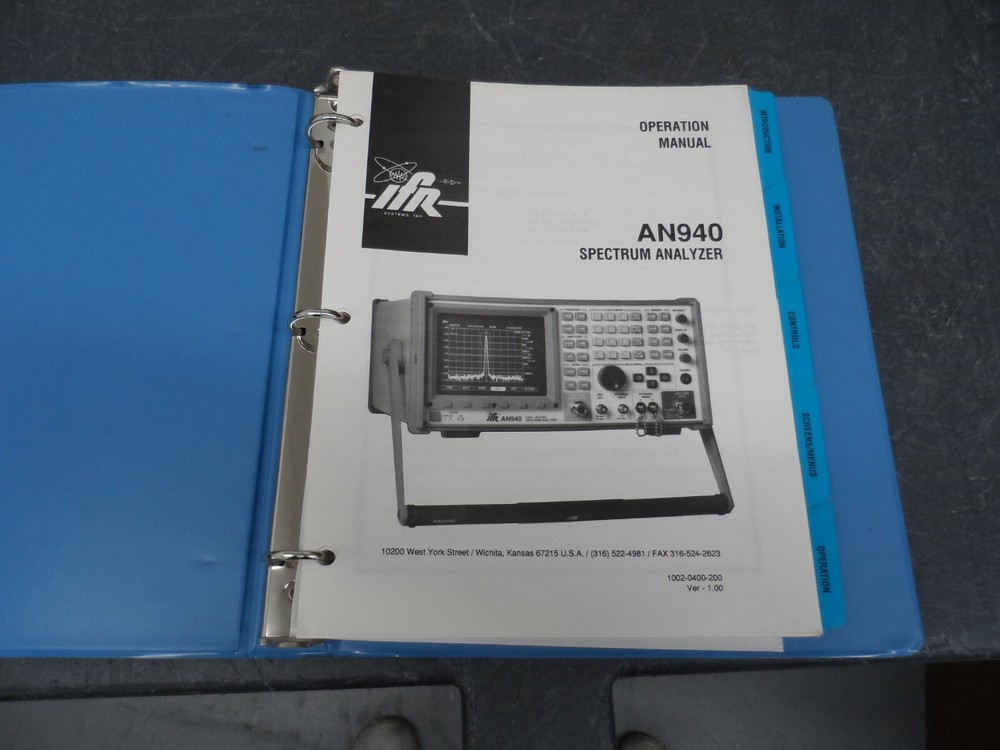 IFR AN940 SPECTRUM ANALYZER OPERATION MANUAL