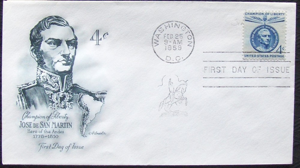 US FDC JOSE de SAN MARTIN 1959. (M/4D)