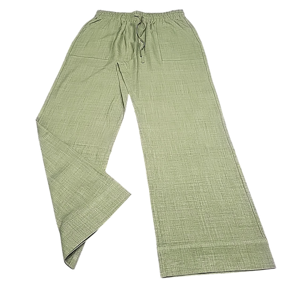 Indigo Thread Co Women's Casual Drawstring Pull On Pants Pockets Medium Sz Green