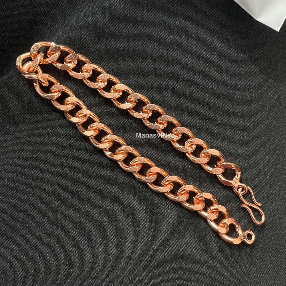 Pure Solid Copper Anklet Bracelet Handmade Unisex Adjustable Heavy Copper Chain