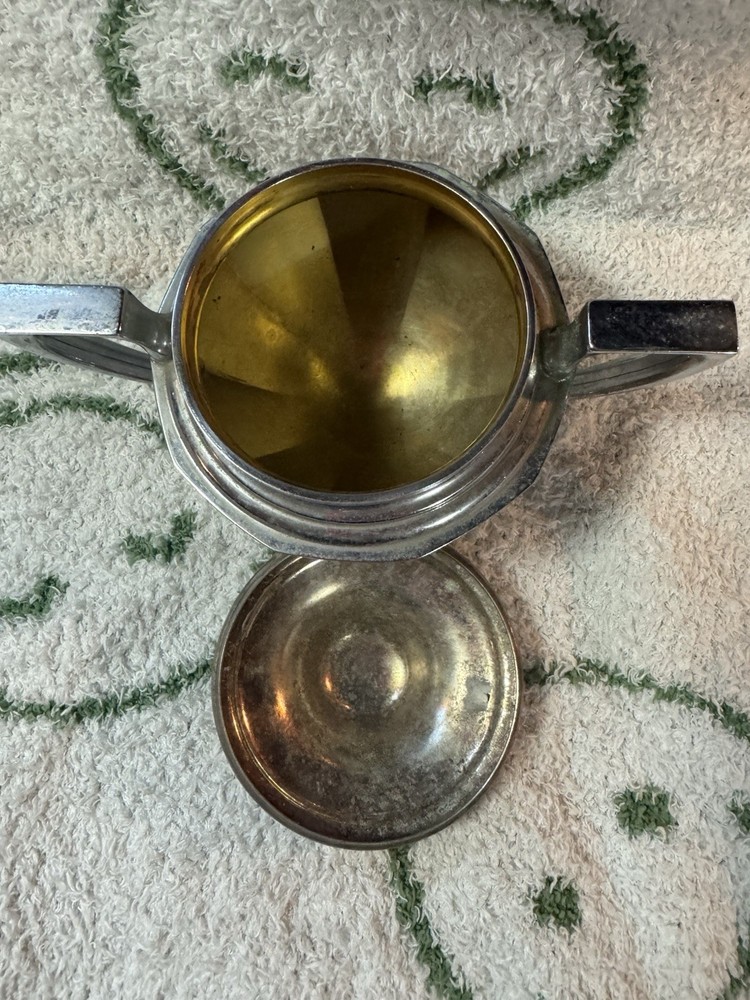 vintage, silver-plated lidded sugar bowl,