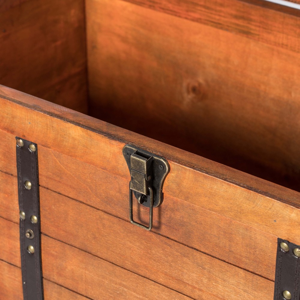New Rustic Large Wooden Storage Trunk with Lockable Latch