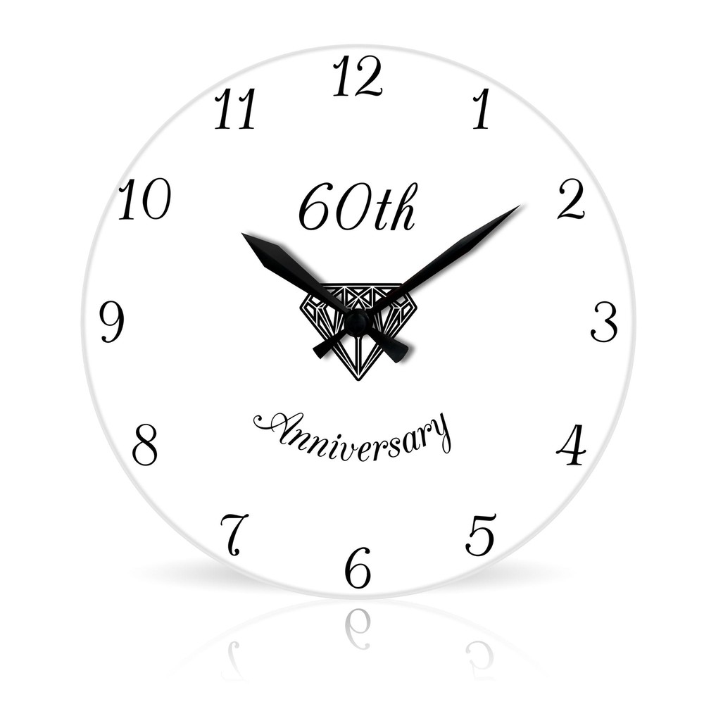60th Anniversary br Round Acrylic Wall Clock 10.75"