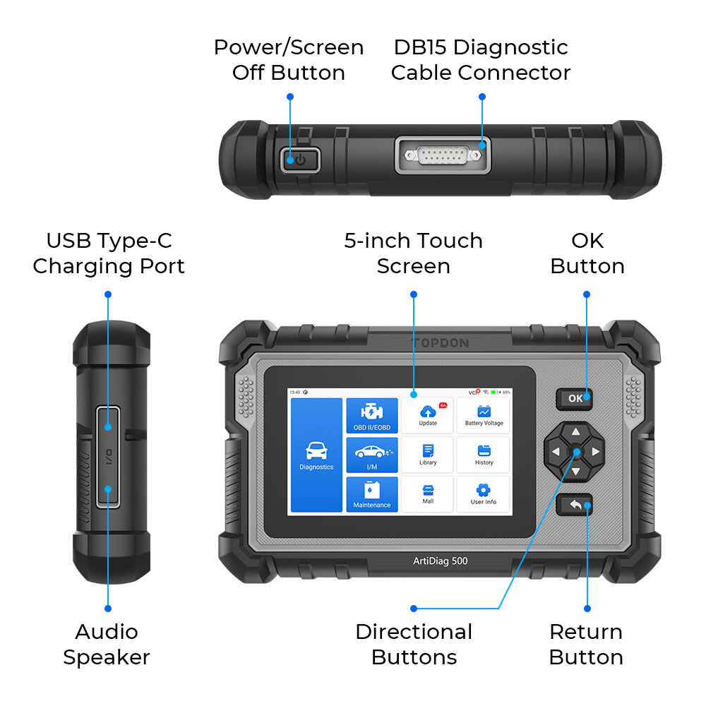 TOPDON AD500 SRS ABS ENGINE AT Car Code Reader Diagnostic OBD2 Scanner