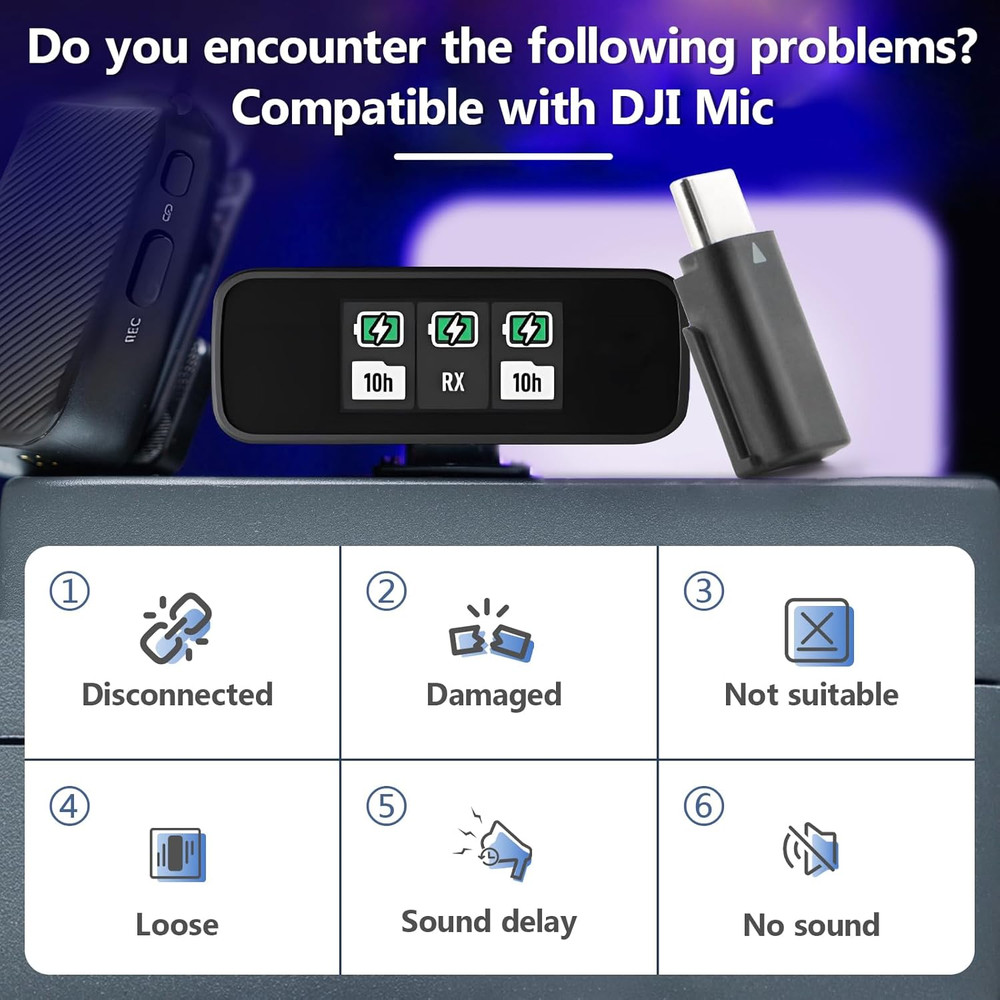 DJI MIC Adapter Type-C Phone Wireless Microphone Receiver Mic PC Tablet USB