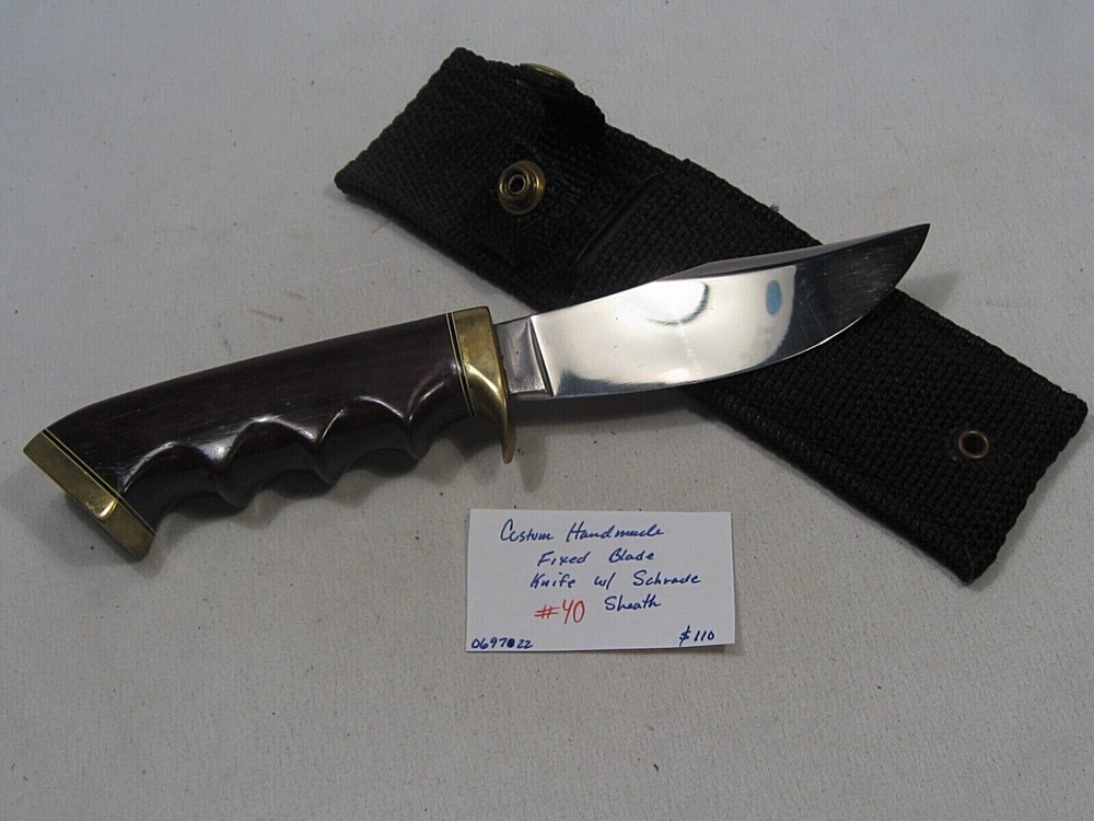 Custom Handmade Fixed Blade Knife w/ SCHRADE Sheath.  #40