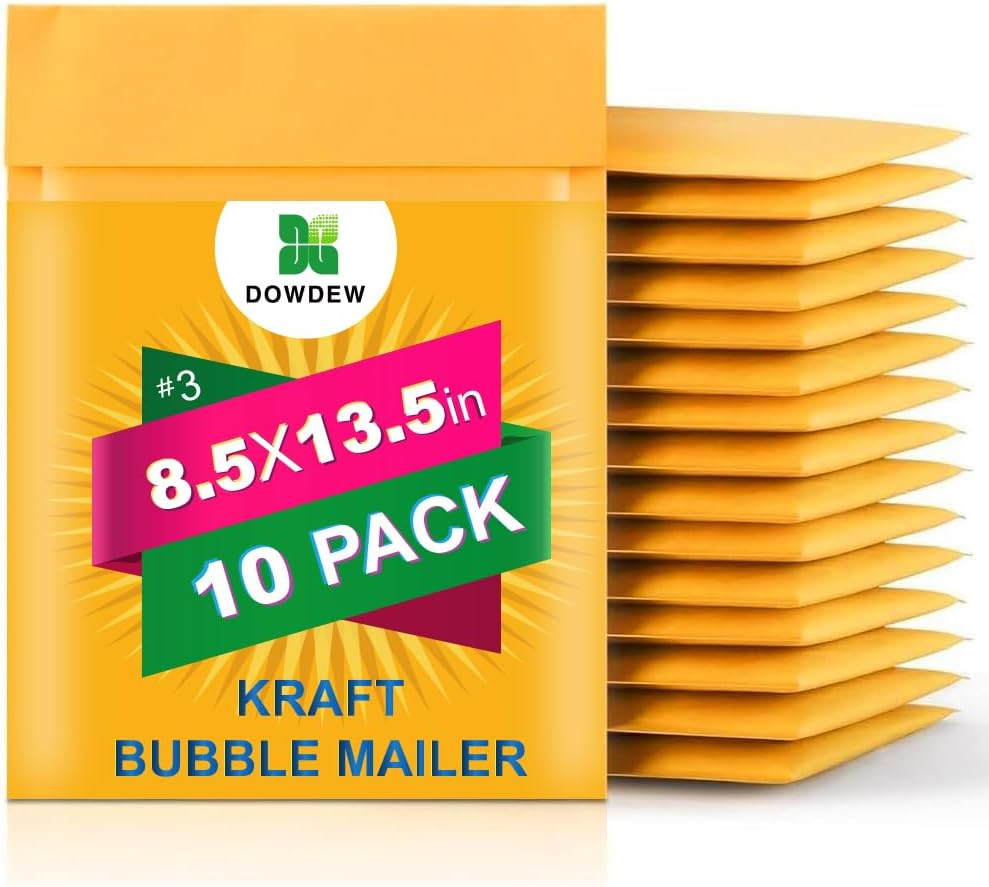 Kraft Bubble Mailers [10 Pack] Mailing Packing Envelopes #3 (8.5" X 13.5")