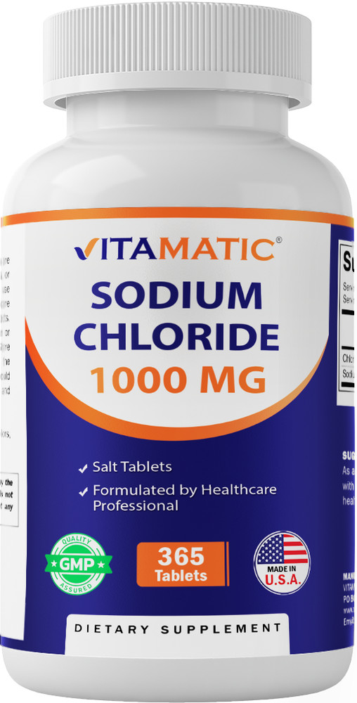 Vitamatic Sodium Chloride 1000mg, 365 Tablets - Salt Tablets