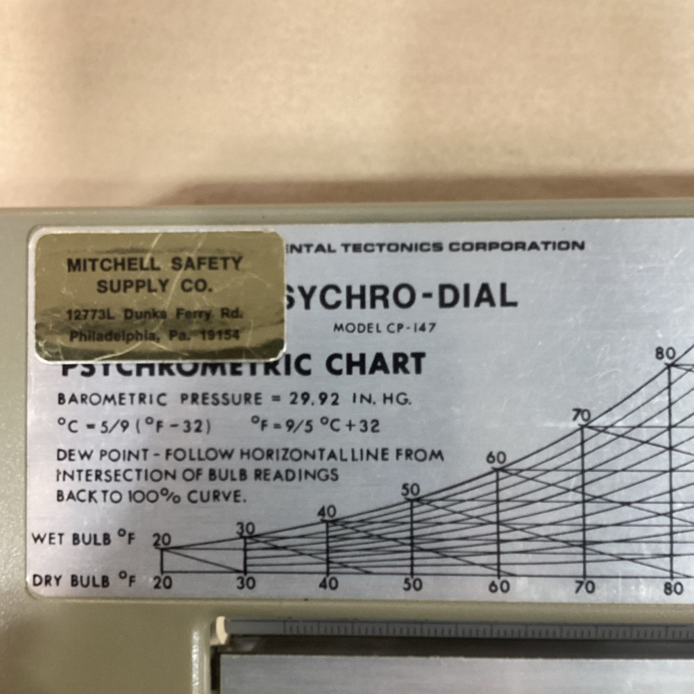 Environmental Tectonics Corp. CP-147 Psychro-Dial Psychrometric Chart