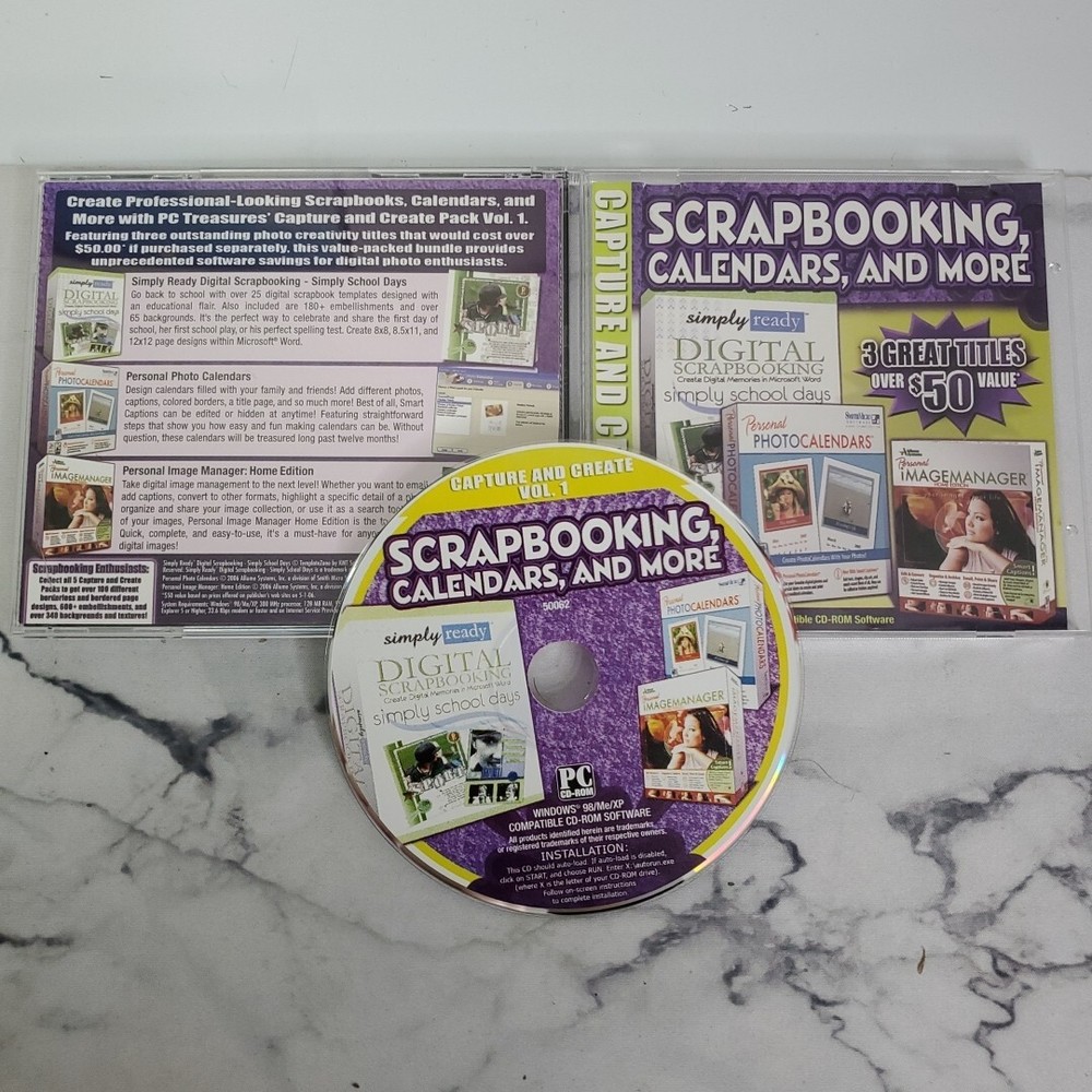 Scrapbooking Calendars and More,  VINTAGE Software, Windows 98/Me/XP - COMPLETE!