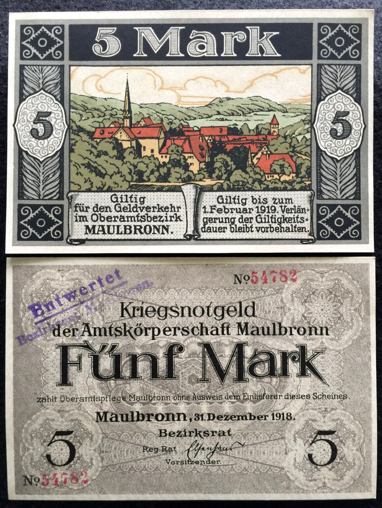 Authentic Historical Germany 5 Mark 1918 Banknote - 104 Years Old RARE