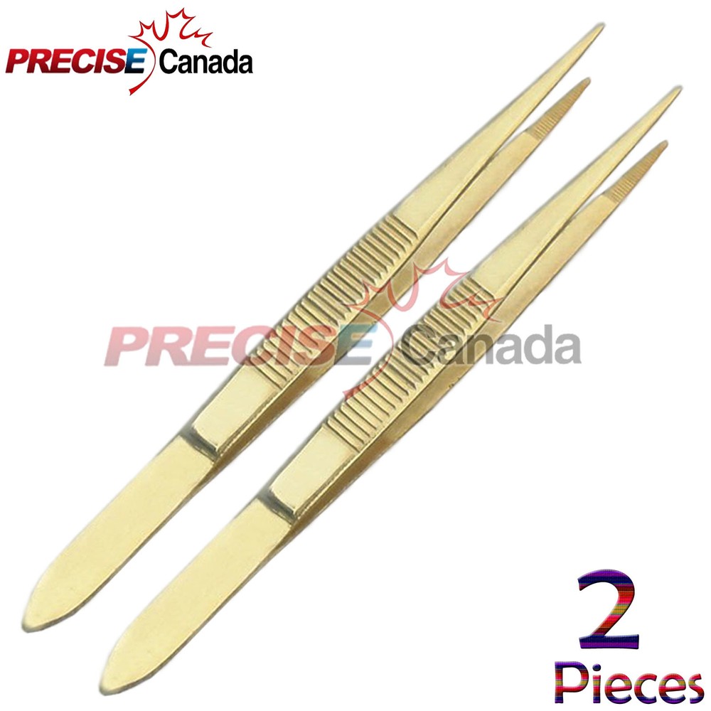 PRECISE CANADA 2 Splinter Forceps Full Gold 4.5" Colormed Surgical