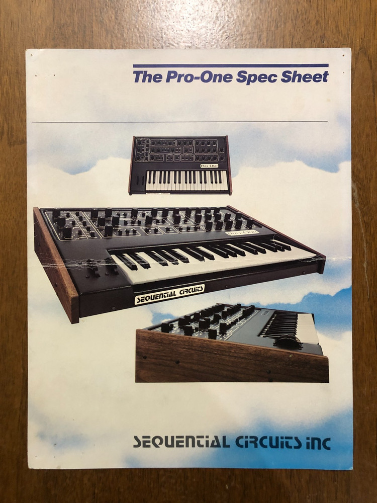 Sequential Pro - One  Synthesizer Original Sales Brochure
