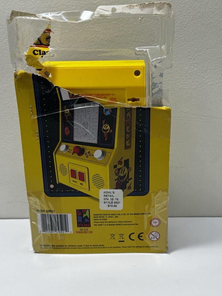 PAC-MAN Mini Arcade Game 6" Handheld Machine Basic Fun Damaged Box NEW