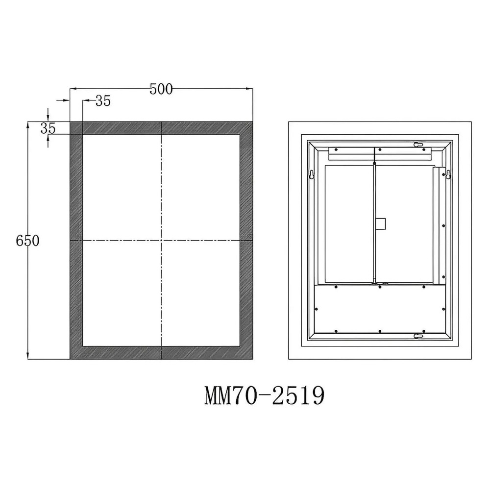 SYLVA LED LIGHTED BATHROOM VANITY SQUARE MIRROR - 36 x 27