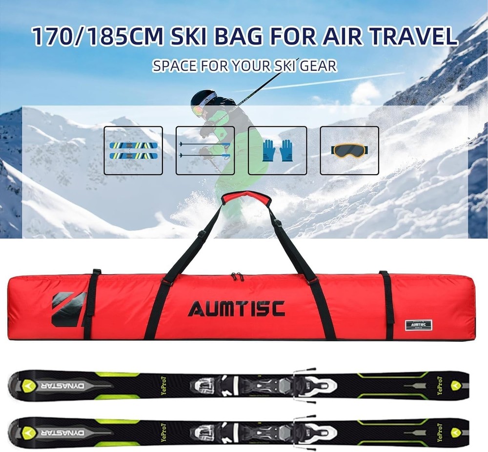 Lightweight Waterproof Ski Bag with Adjustable Handle - Perfect for 185cm