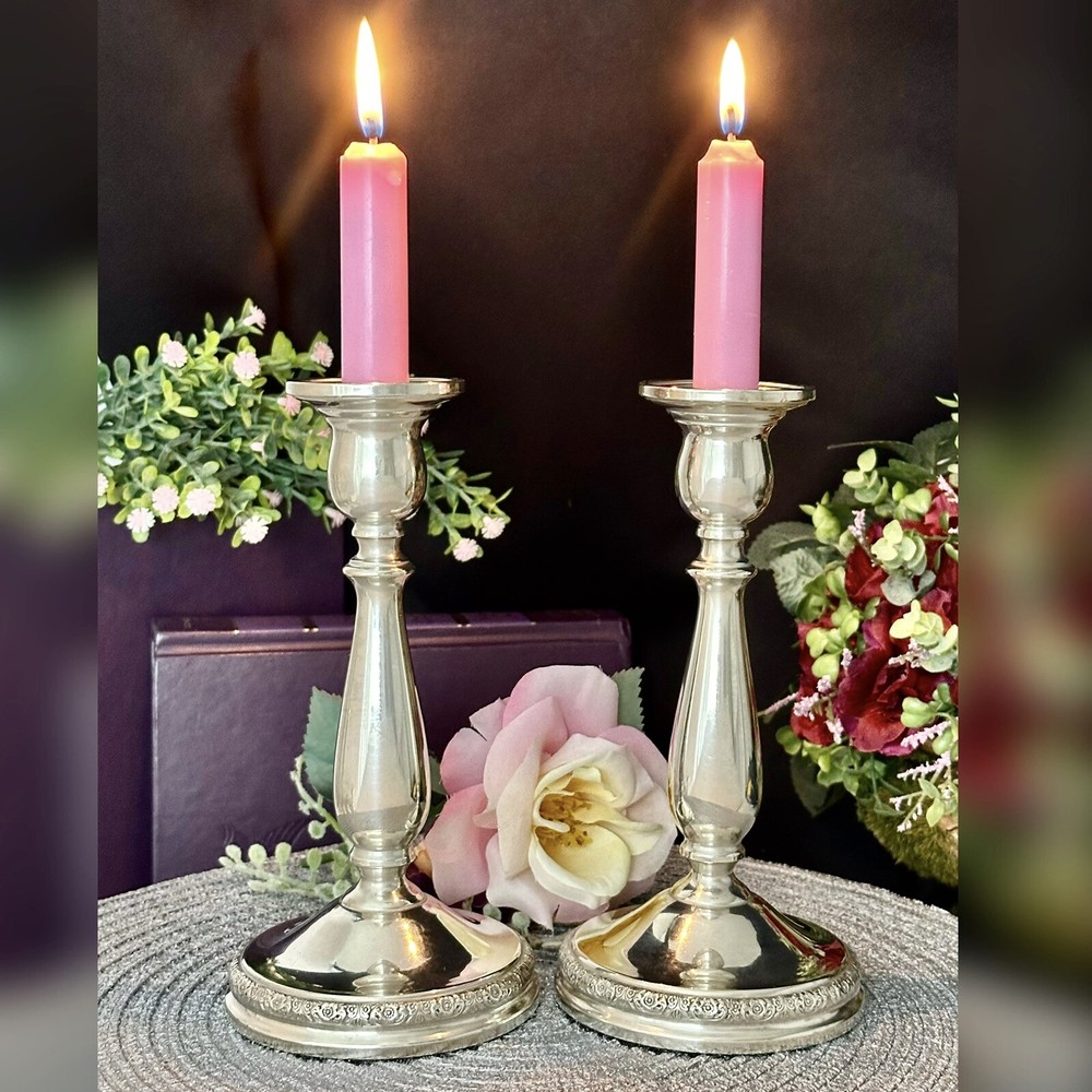 Sterling Silver Prelude International Silver Candle Holders Candlesticks - Pair