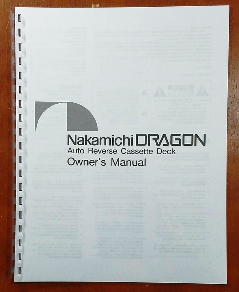 Nakamichi DRAGON Cassette Deck Owners Manual