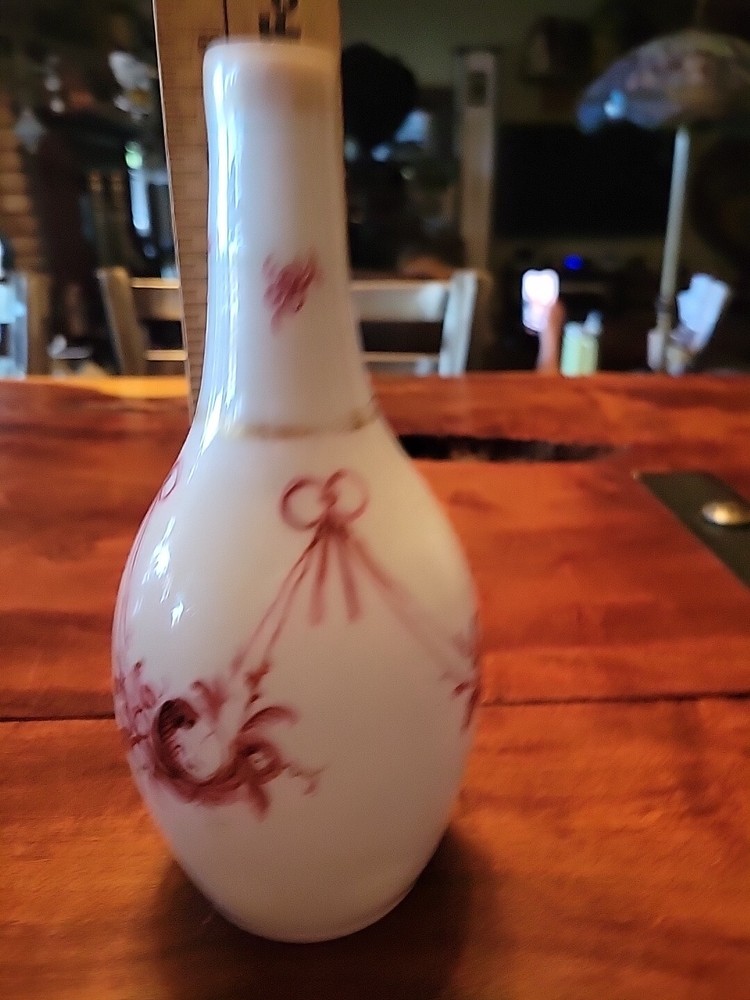 Antique White Hand Blown Bottle With Original Paint