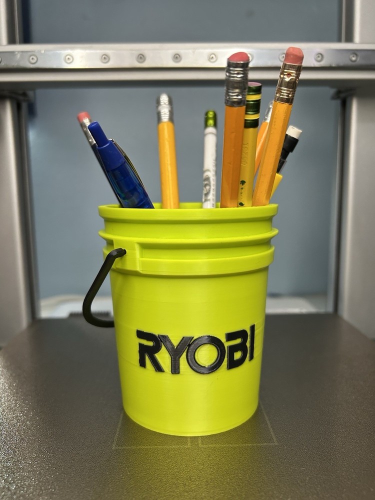 Mini Ryobi Tool Bucket 3D Printed Container Holder for Pencils Tools and Screws
