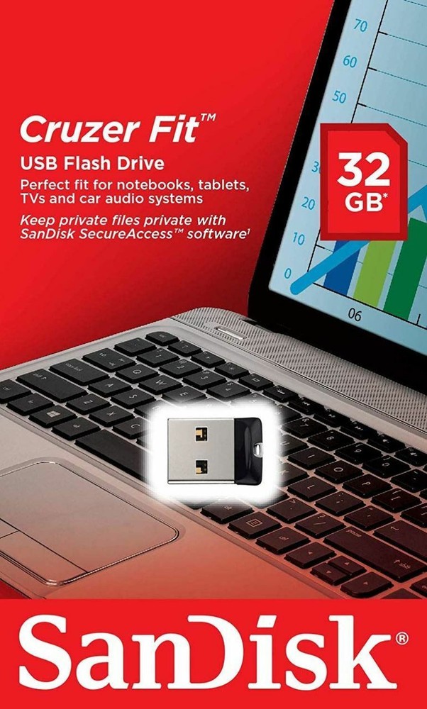 SanDisk Cruzer Fit Flash Drive 32GB USB 2.0 Memory Stick Mini USB Flash Drive