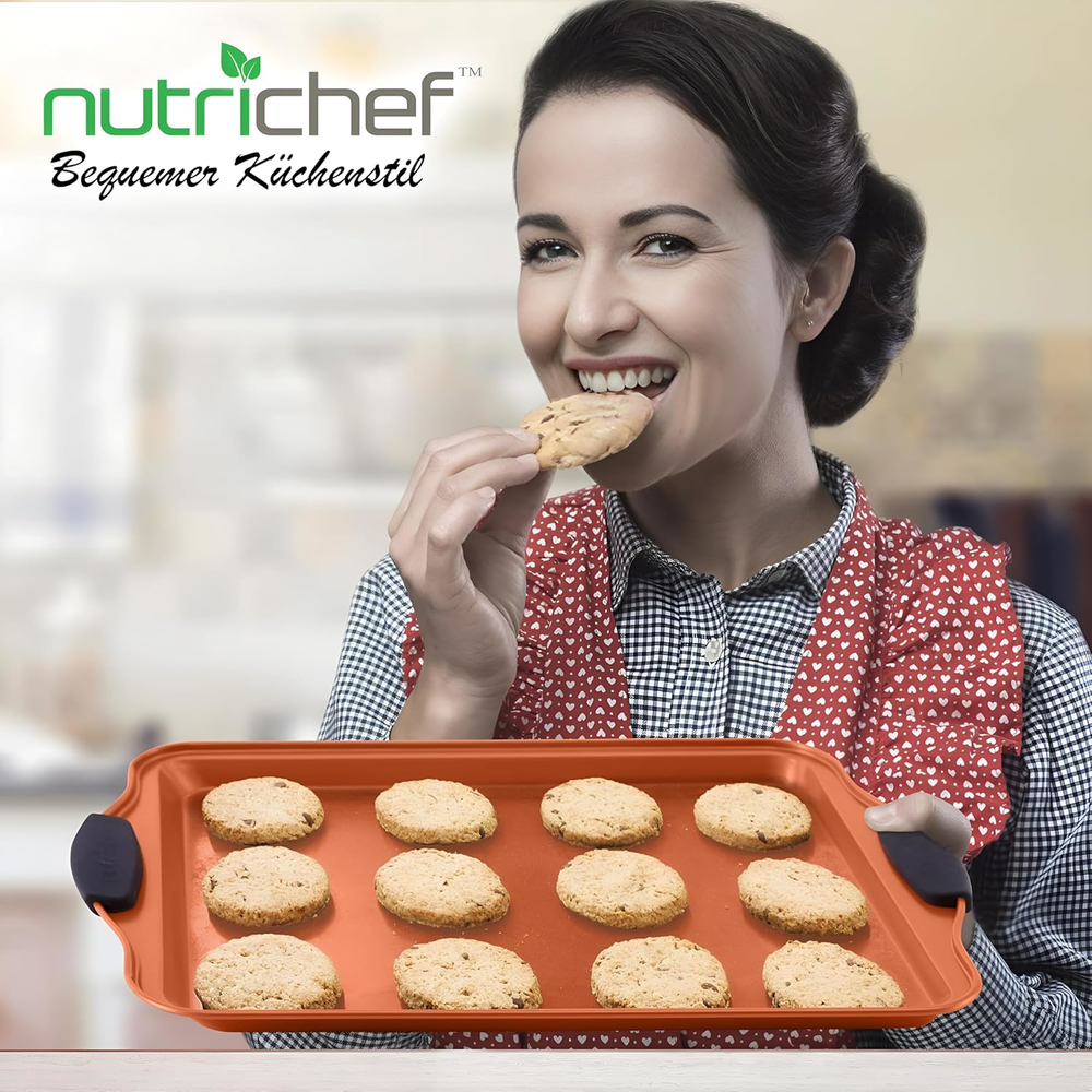 Stackable Baking Pans Set - 5-Piece Cookie Sheets & Roasting Pan with Lid