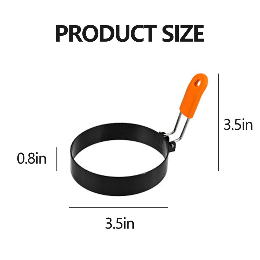 4 Pack 3.5 Inch Egg Rings Silicone Handle Nonstick Fried Egg Pancake Mold