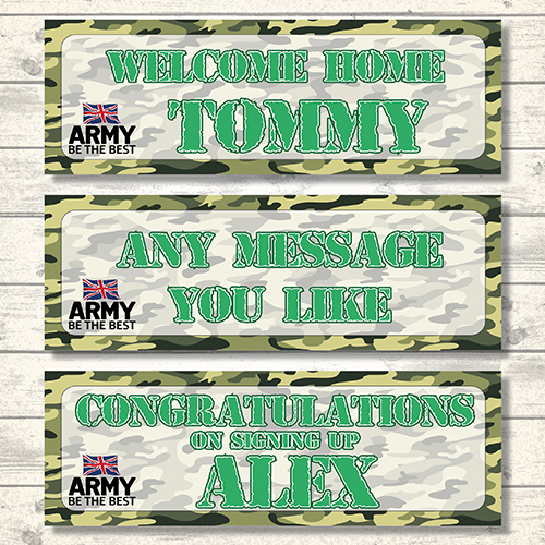 2 PERSONALISED ARMY WELCOME HOME - CONGRATULATIONS - BANNERS