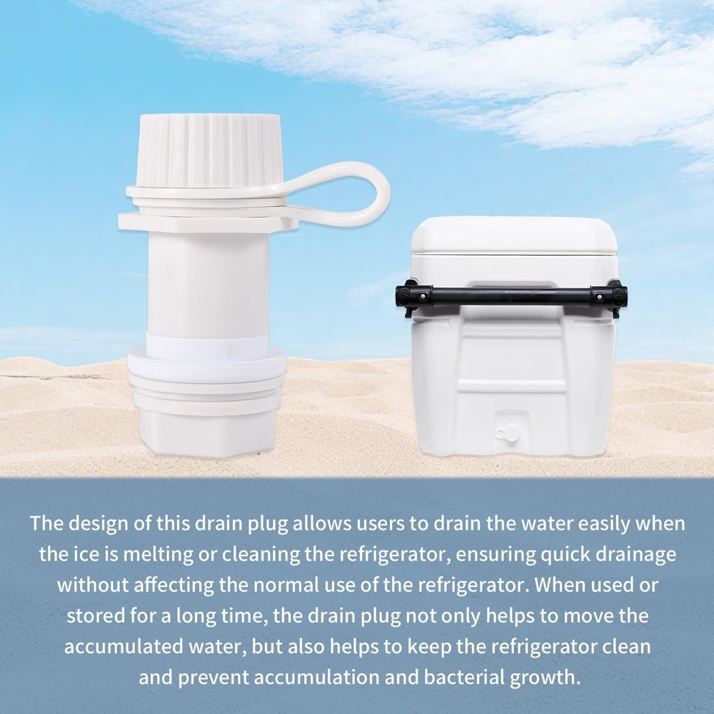 Cooler Drain Plug Kit for Igloo, Threaded Drain Plug with Plastic Tethered Ca...