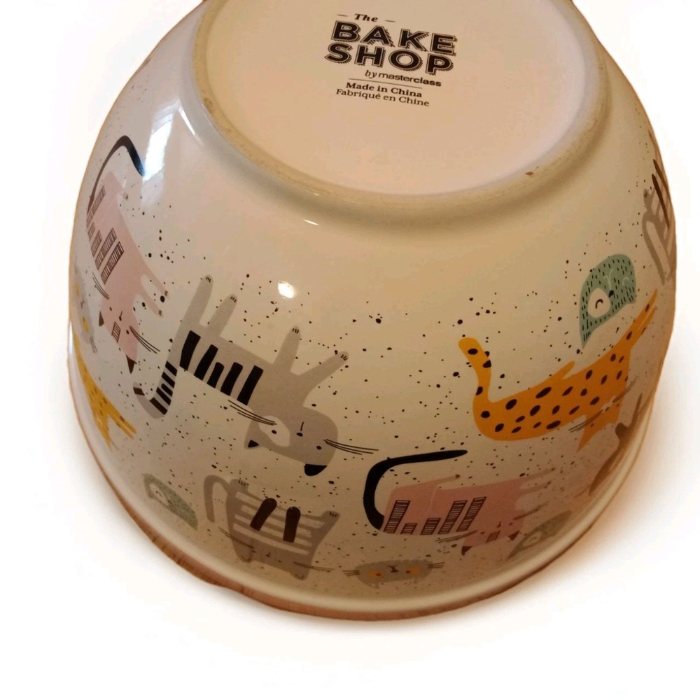MasterClass Bake Shop Cat Mixing Bowl Kitten Ceramic Speckled Baking Kitchenware