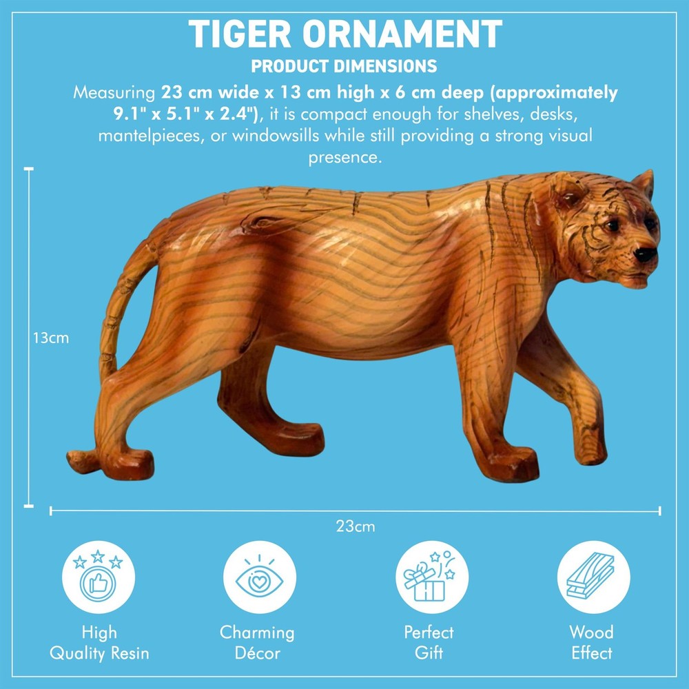 𝗪𝗢𝗢𝗗𝗘𝗡 𝗘𝗙𝗙𝗘𝗖𝗧 𝗧𝗜𝗚𝗘𝗥 𝗢𝗥𝗡𝗔𝗠𝗘𝗡𝗧 Freestanding Animal Figure
