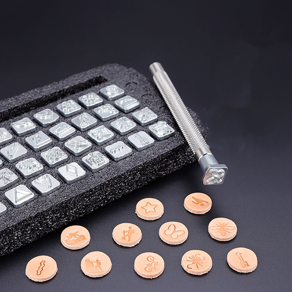 Leather craft 32pcs Indian Style Pattern Artistical Stamp Tools With Handle Set