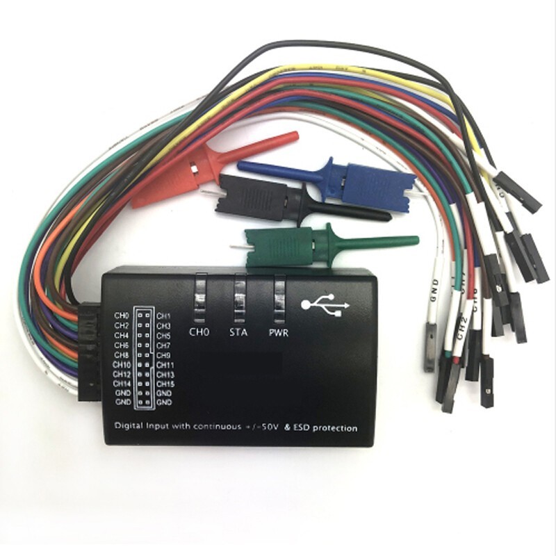 Mini 16 Logic Analyzer USB 100M Max Sample Rate 16CH Support 1.2.10 Software