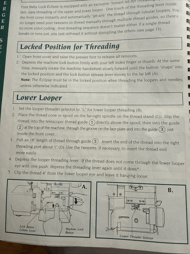 Vtg Baby Lock Eclipse BLEIDX Instruction Manual