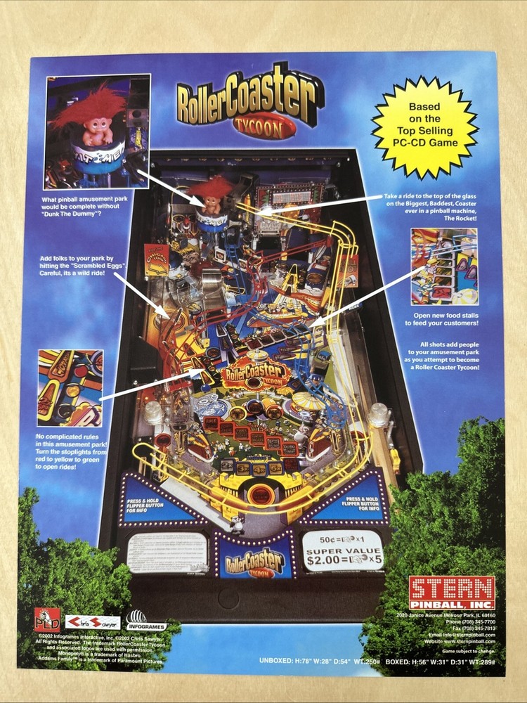 Stern Roller Coaster Tycoon Pinball Flyer
